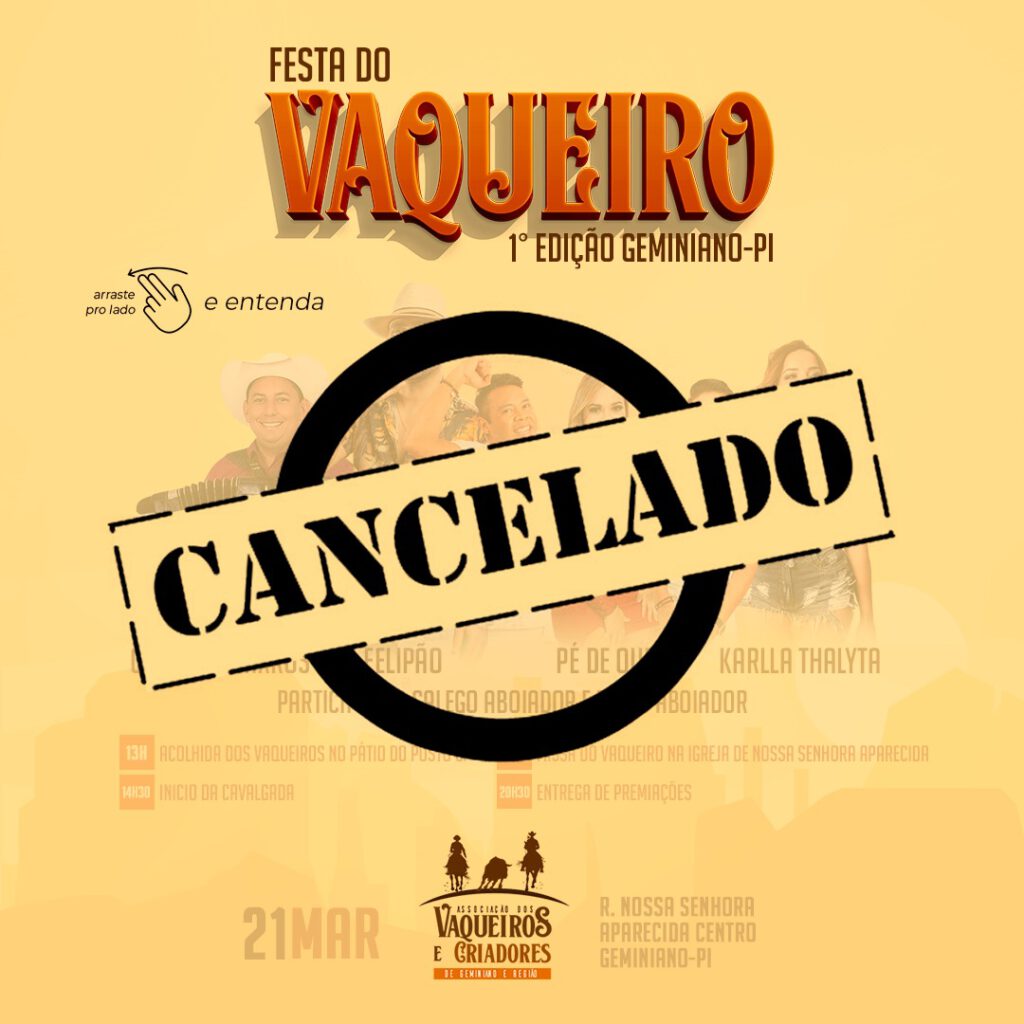 Associação dos Vaqueiros e Criadores de Geminiano cancelam Festa do Vaqueiro