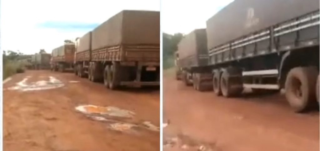 Mais de 100 caminhões com soja estão parados no Piauí devido a estrada