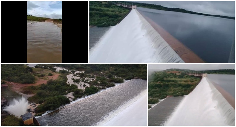 Rio Itaim registra nova cheia e barragem de Patos do Piauí volta a transbordar com maior volume de água