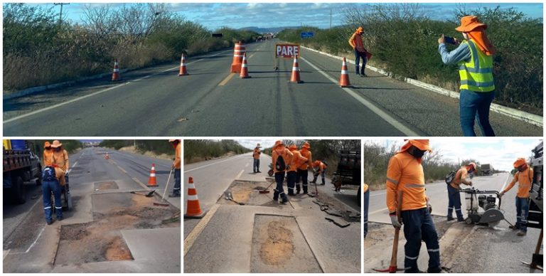 DNIT realiza operação tapa buraco na BR-407 próximo a Paulistana DNIT realiza operação tapa buraco na BR-407 próximo a Paulistana
