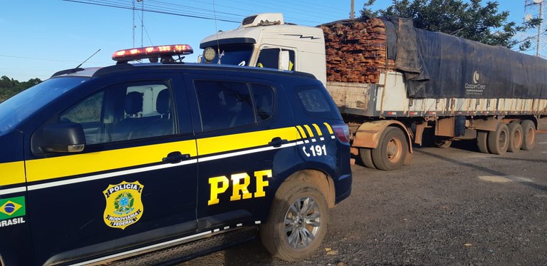 Após fiscalização em veículos de carga, PRF apreende carregamento de madeira ilegal em Picos
