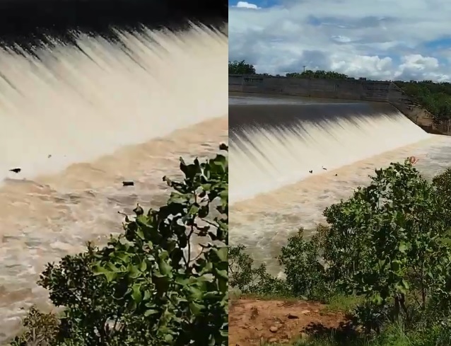 Canoa cai de sangradouro de barragem e dois ficam feridos