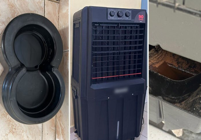 Veja 10 locais que podem ser criadouro de mosquito da dengue em uma casa Na imagem um bebedouro de plástico para pet, um climatizador e o local de degelo da geladeira - Foto: Cidadeverde.com