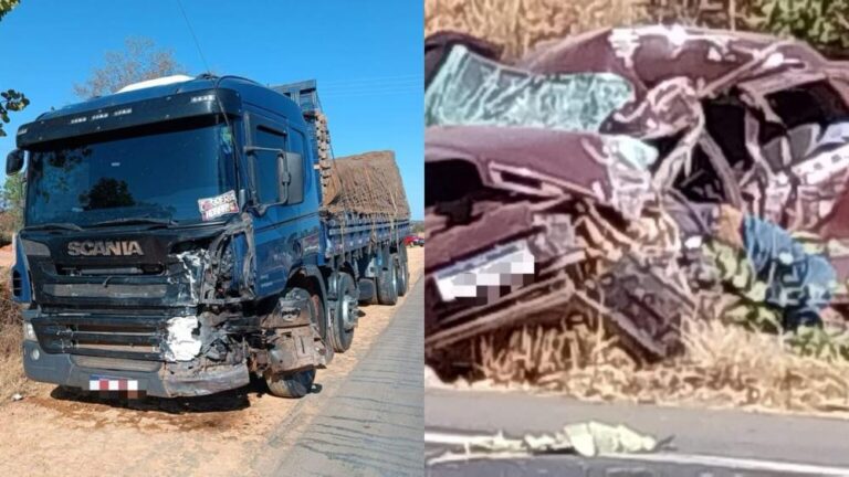 Caminhão na contramão bate em carro e deixa uma pessoa morta na BR-135 Caminhão na contramão bate em carro e deixa uma pessoa morta na BR-135
