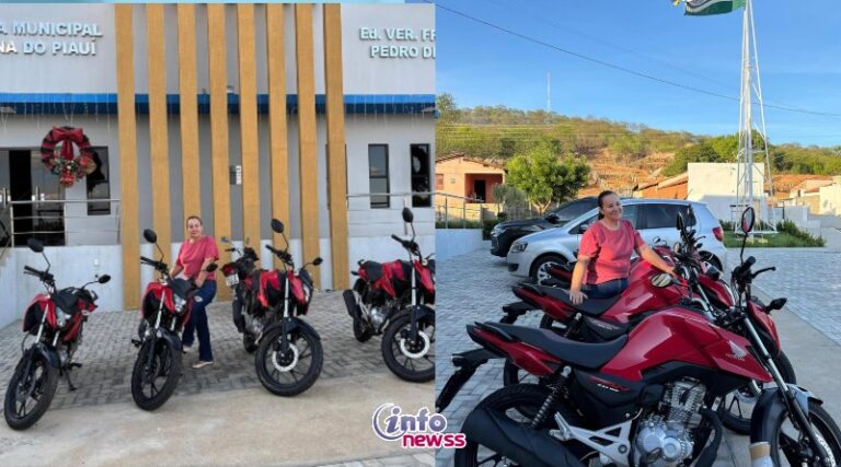 Maria José entrega quatro novas motos e amplia frota da prefeitura de Santana do Piauí Maria José entrega quatro novas motos e amplia frota da prefeitura de Santana do Piauí