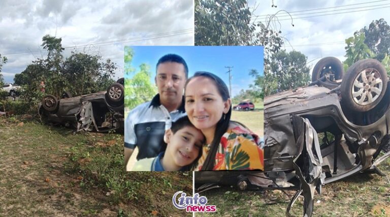 Pai, mãe e filho morrem em grave acidente na PI 110; vítimas foram jogadas para fora do veículo Pai, mãe e filho morrem em grave acidente na PI 110; vítimas foram jogadas para fora do veículo