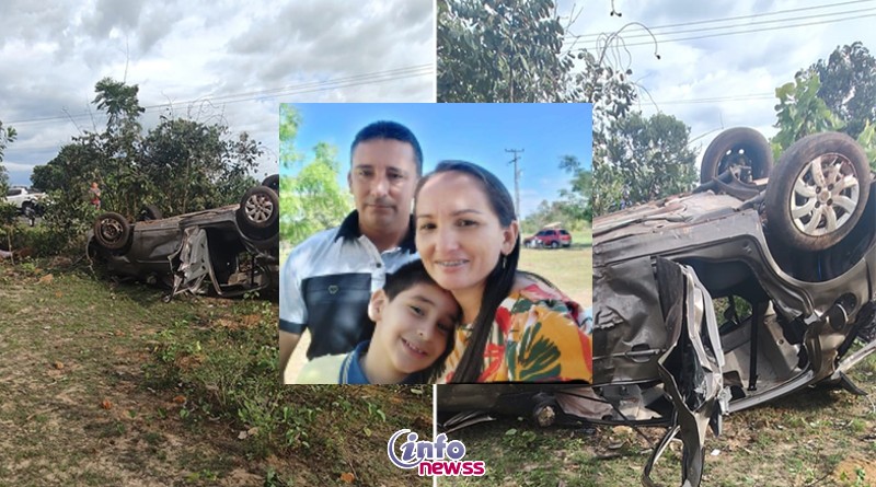 Pai, mãe e filho morrem em grave acidente na PI 110; vítimas foram jogadas para fora do veículo