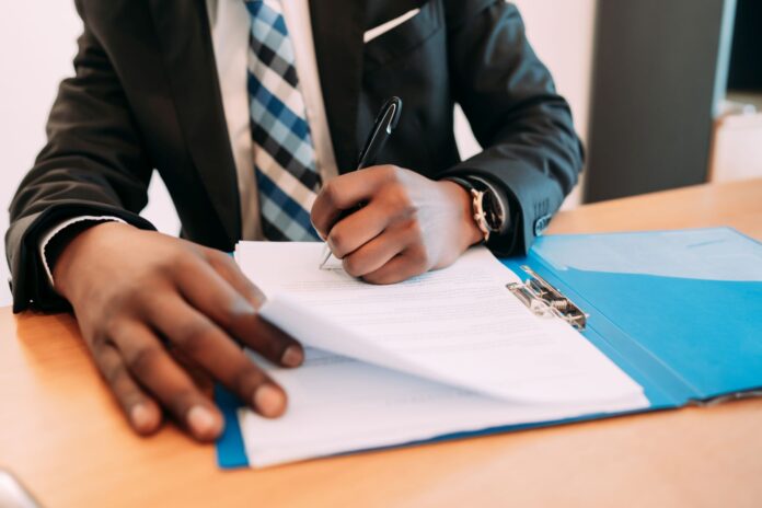 Businessman working at office.