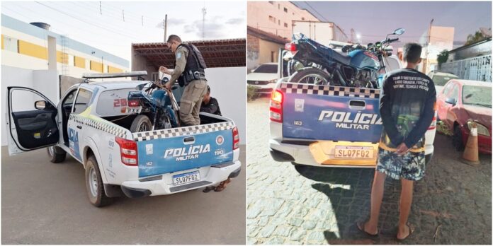 Polícia Militar apreende motocicleta com chassi raspado e prende jovem de 19 anos sem habilitação