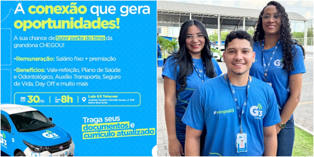 G3 Telecom abre vagas de emprego em Picos e mais 22 municípios da região em diversas áreas