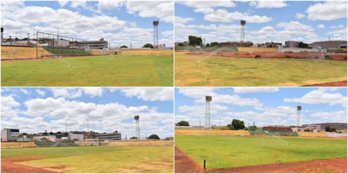 Reforma do Estádio Helvídio Nunes em Picos avança com implantação dos sistemas de drenagem e de irrigação do gramado